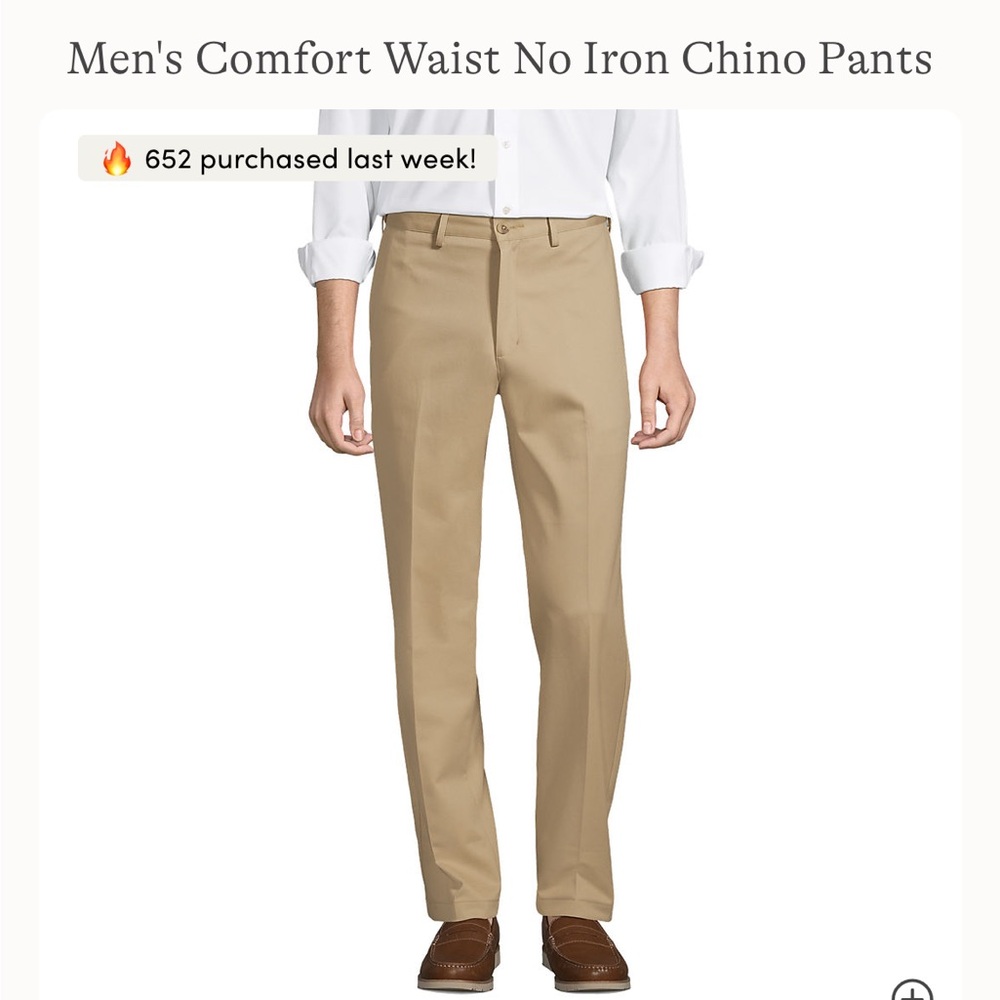 Land’s End Men’s Comfortable Waist No Iron Chino Pants
